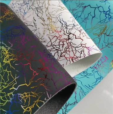 Farverig Shining Streak Space PU Nonwoven Læder Kunstlæder