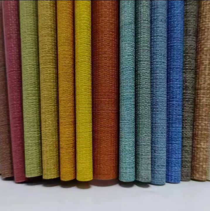 Wholesale Waterproof And Dustproof Linen Stripes Synthetic Leather PVC